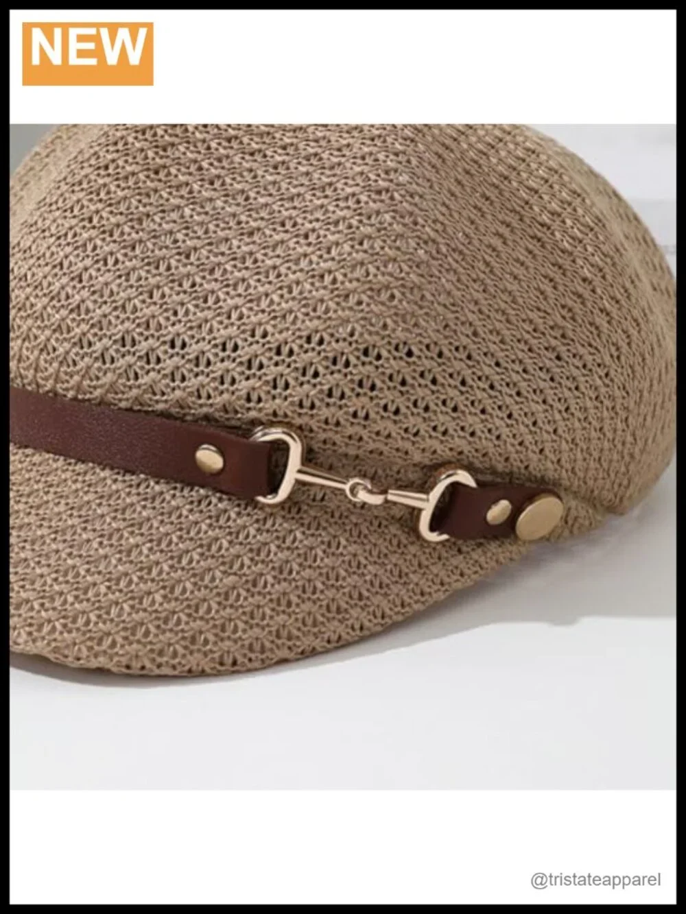 Women's Breathable Newsboy Cap Short Brim Summer Hat with Faux Leather Strap